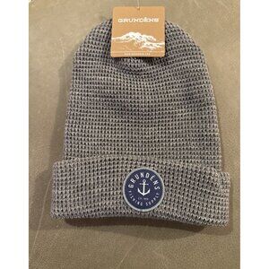 Grundens Waffle Beanie Hat Anchor Logo Mens Womens Warm Winter Headwear One Size